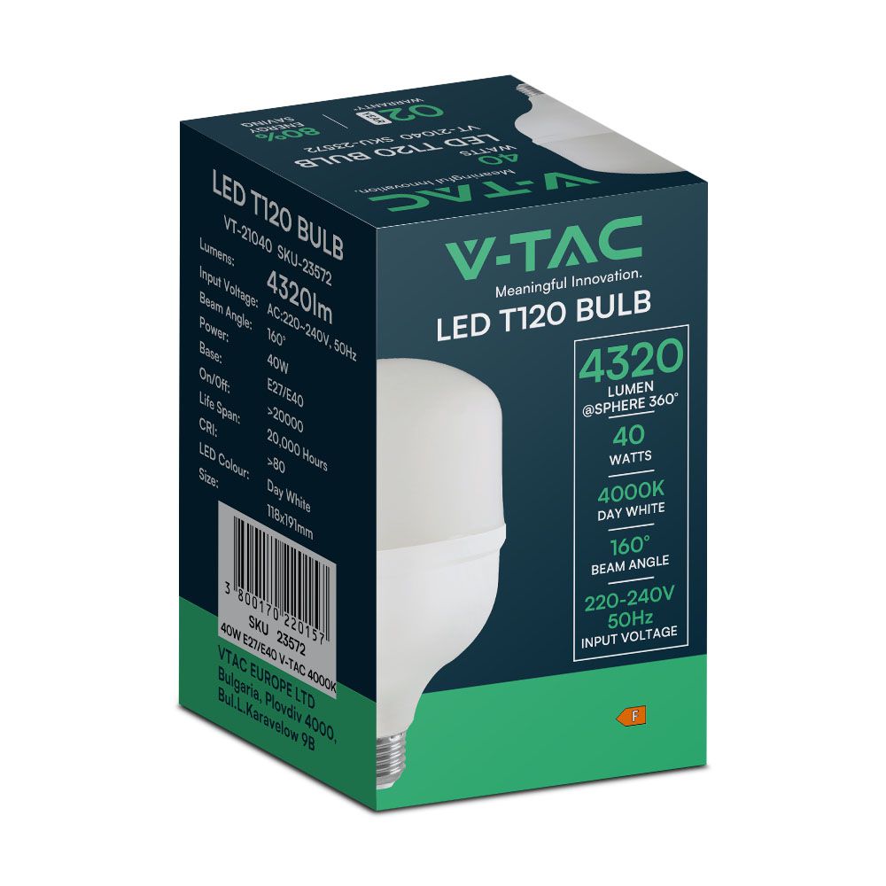 40W T120 Uliczna Żarówka LED / Barwa:4000K / Trzonek:E27/E40