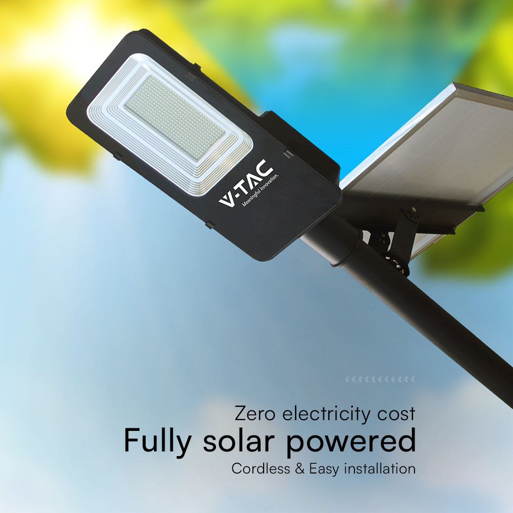50W Hybrydowa solarna lampa uliczna / Barwa:6500K / Obudowa: Czarna