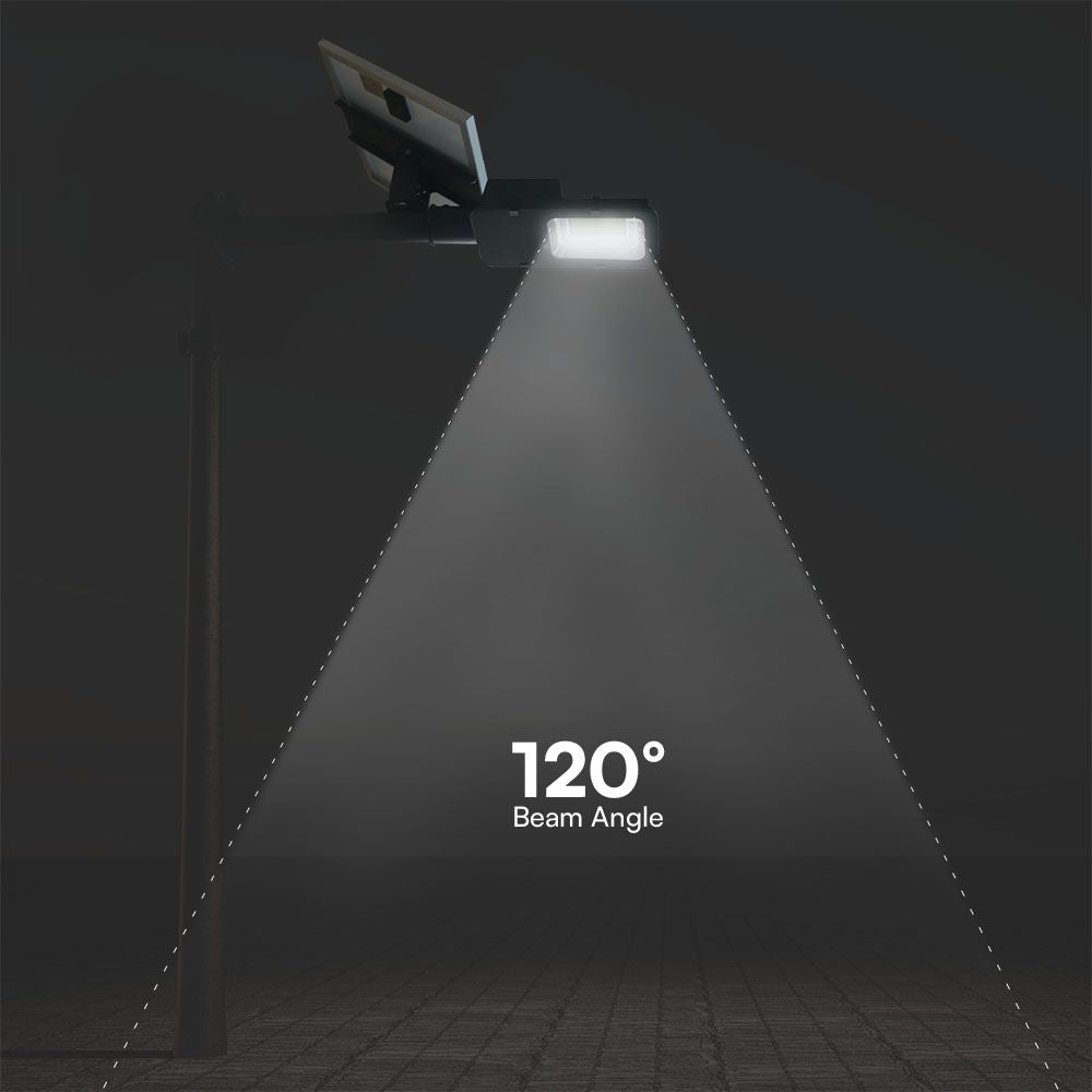 50W Hybrydowa solarna lampa uliczna / Barwa:6500K / Obudowa: Czarna