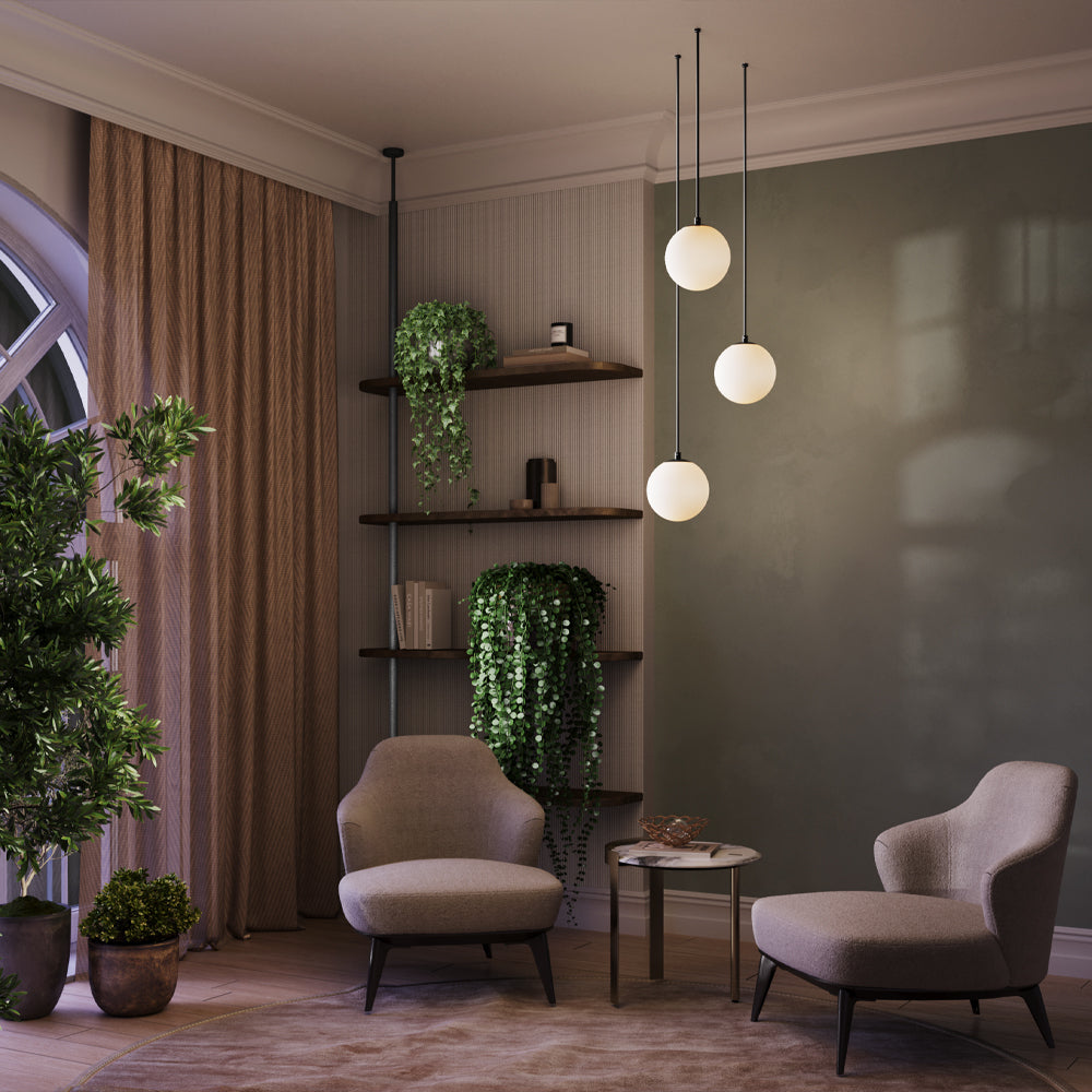 Maytoni Lampa wisząca Luna - Aluminium + tworzywo sztuczne - Czarny + biały P039PL-5W3K-10INS-B
