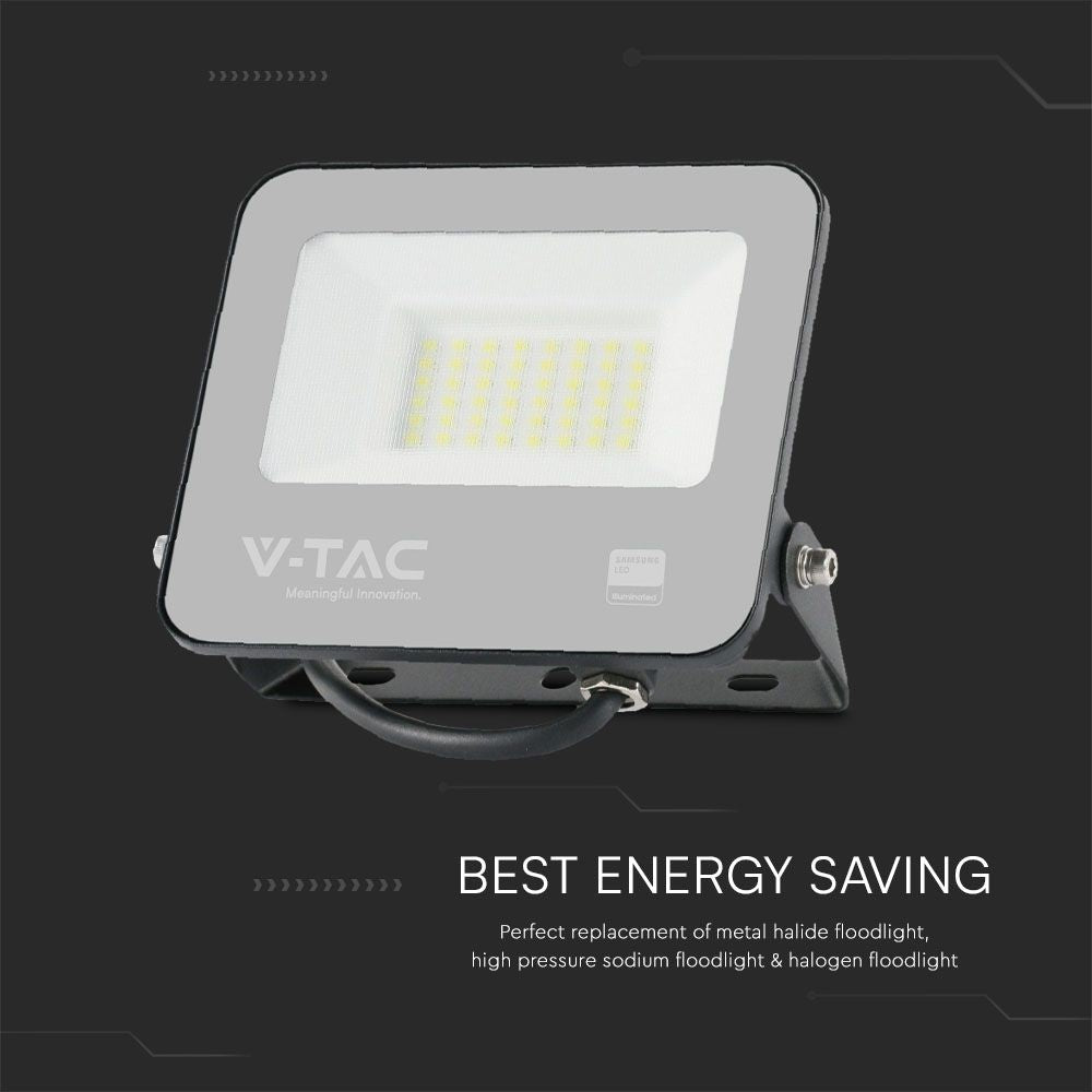 30W Naświetlacz LED / Chip Samsung / Przewód: 1m / Barwa: 3000K / Obudowa: Czarna / Skuteczność 80lm/w