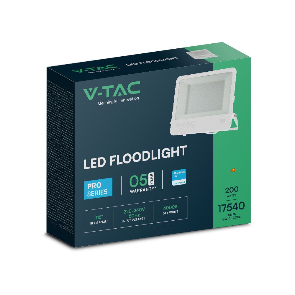 200W Naświetlacz LED / Chip SAMSUNG / Barwa:4000K / Obudowa: Biała / Skuteczność 87lm/W