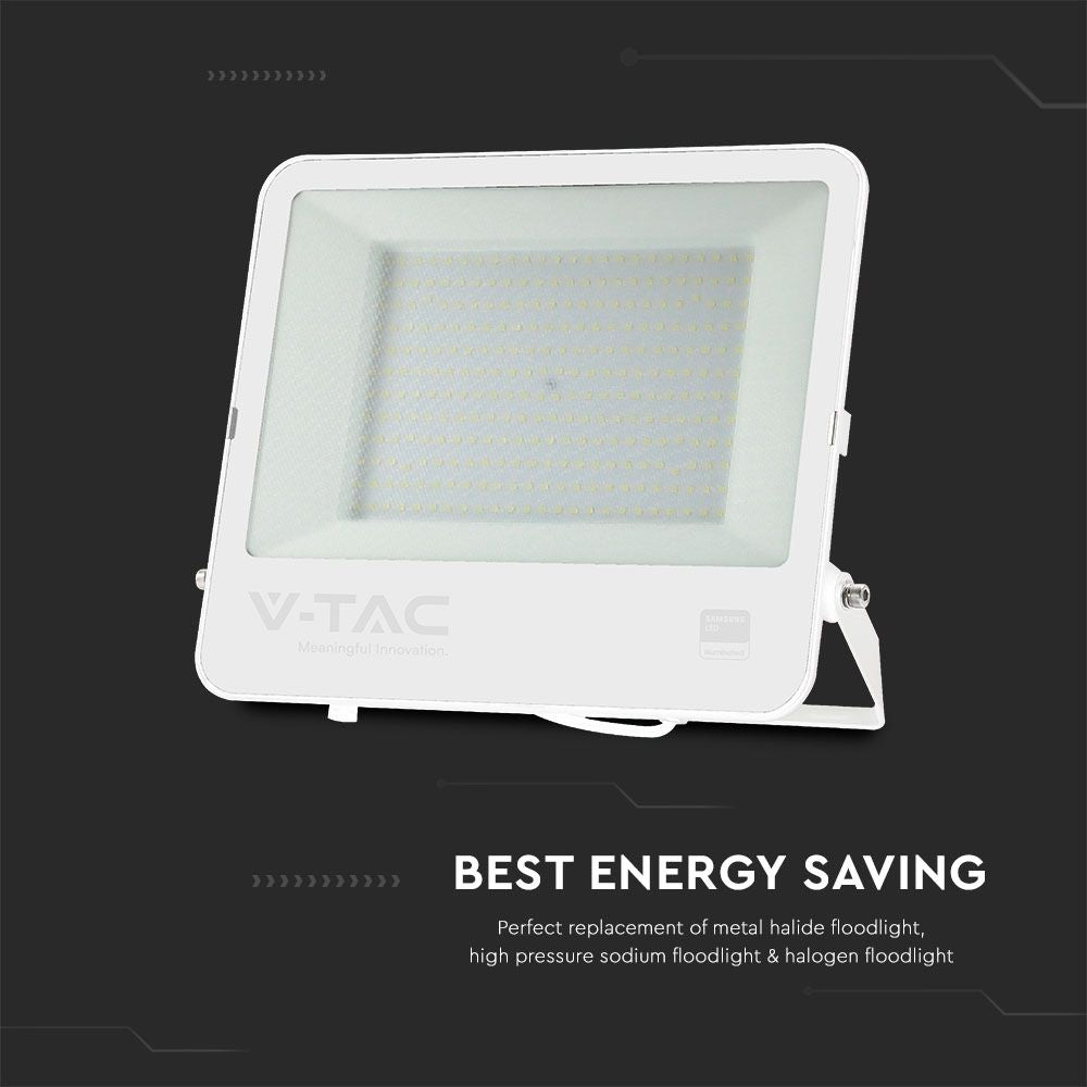 200W Naświetlacz LED / Chip SAMSUNG / Barwa:6500K / Obudowa: Biała / Skuteczność 87lm/W