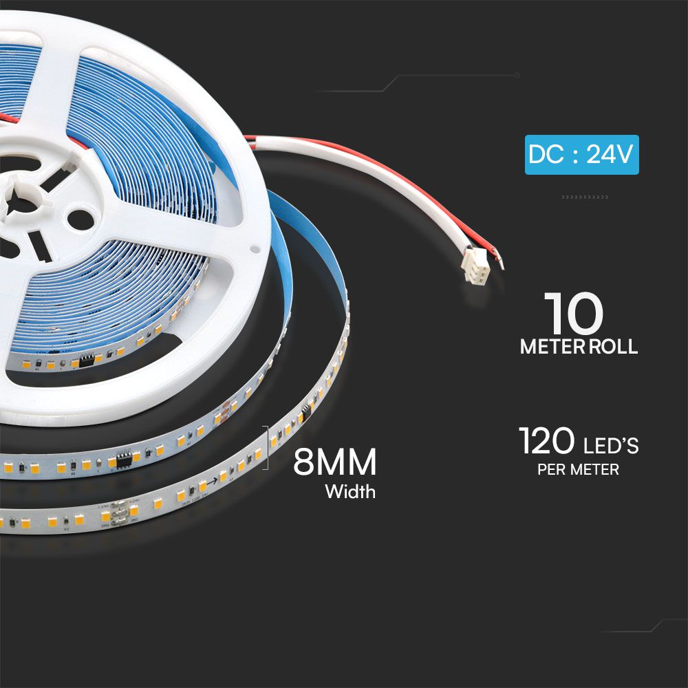 10W Taśma LED / Barwa:6500K / IP20 / Zasilanie: 24V / Rolka:10m
