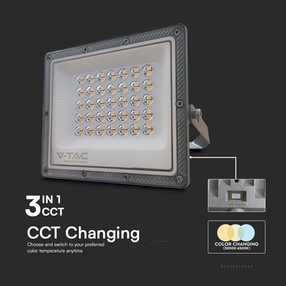 30W Naświetlacz LED SMD / Barwa:3w1 / Obudowa: Szara / Skuteczność 80lm/W