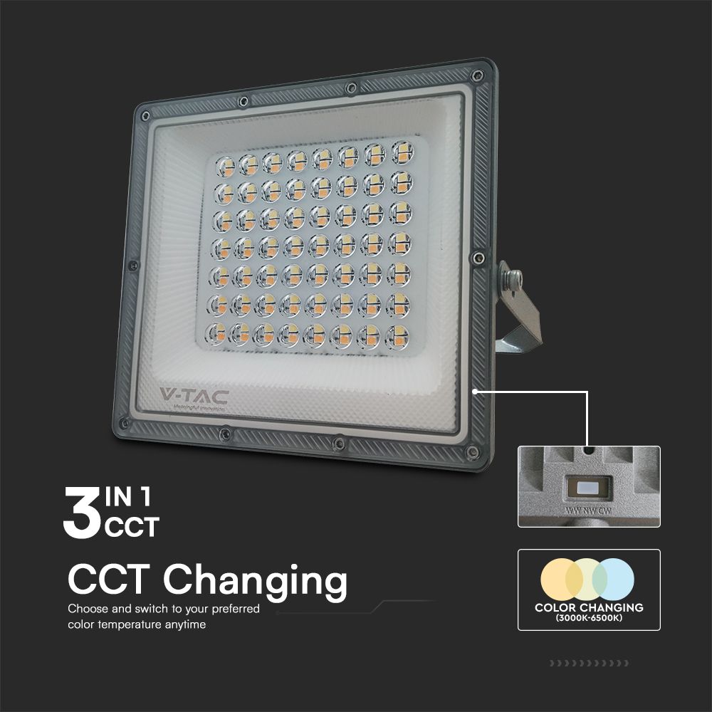 50W Naświetlacz LED SMD / Barwa:3w1 / Obudowa: Szara / Skuteczność 80lm/W