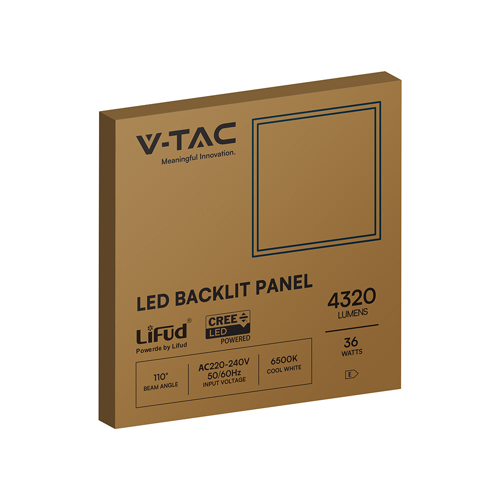 36W Panel LED / 600x600mm / Chip CREE / Zasilacz:LIFUD / Skuteczność 120lm/W / Barwa: 6500K / 6 Lat gwarancji / Opakowanie: 10szt.