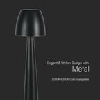 3W Lampka nocna LED zasilana bateryjnie/ Ściemnianie przez dotyk / Bateria 1800mAh / Barwa:3w1 / Obudowa: Czarna