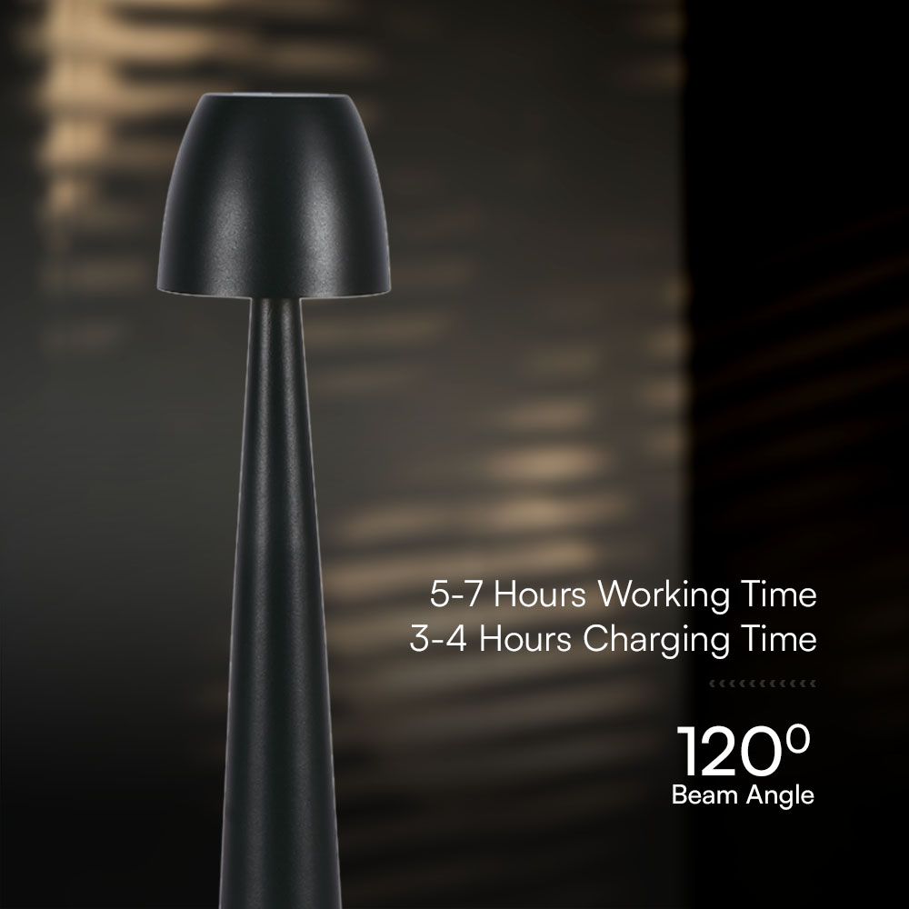 3W Lampka nocna LED zasilana bateryjnie/ Ściemnianie przez dotyk / Bateria 1800mAh / Barwa:3w1 / Obudowa: Czarna