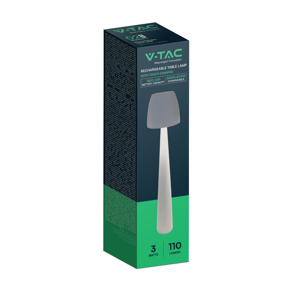 3W Lampka nocna LED zasilana bateryjnie/ Ściemnianie przez dotyk / Bateria 1800mAh / Barwa:3w1 / Obudowa: Biała