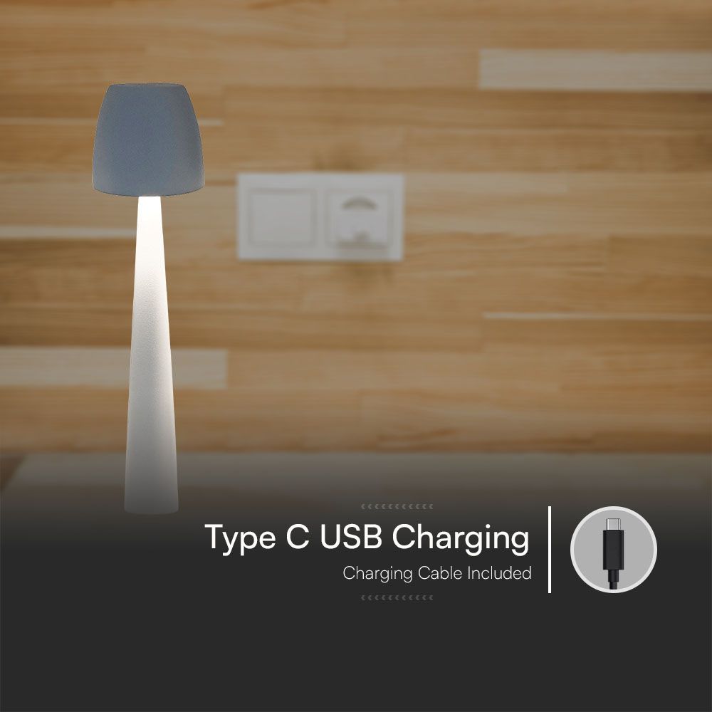 3W Lampka nocna LED zasilana bateryjnie/ Ściemnianie przez dotyk / Bateria 1800mAh / Barwa:3w1 / Obudowa: Biała
