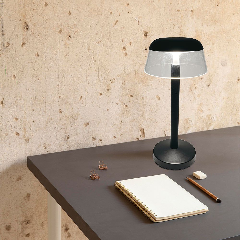 3W Lampka nocna LED zasilana bateryjnie/ Ściemnianie przez dotyk / Bateria 1800mAh / Barwa:3w1 / Obudowa: Czarna