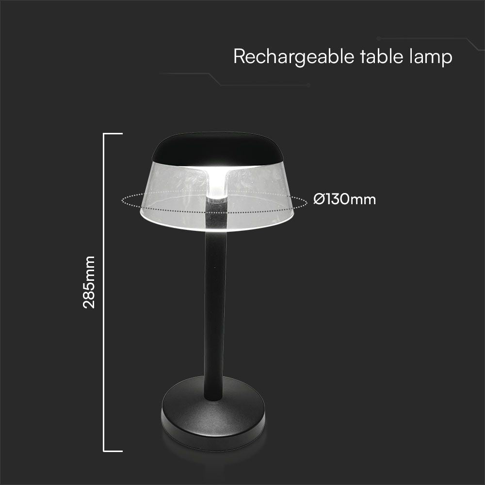 3W Lampka nocna LED zasilana bateryjnie/ Ściemnianie przez dotyk / Bateria 1800mAh / Barwa:3w1 / Obudowa: Czarna