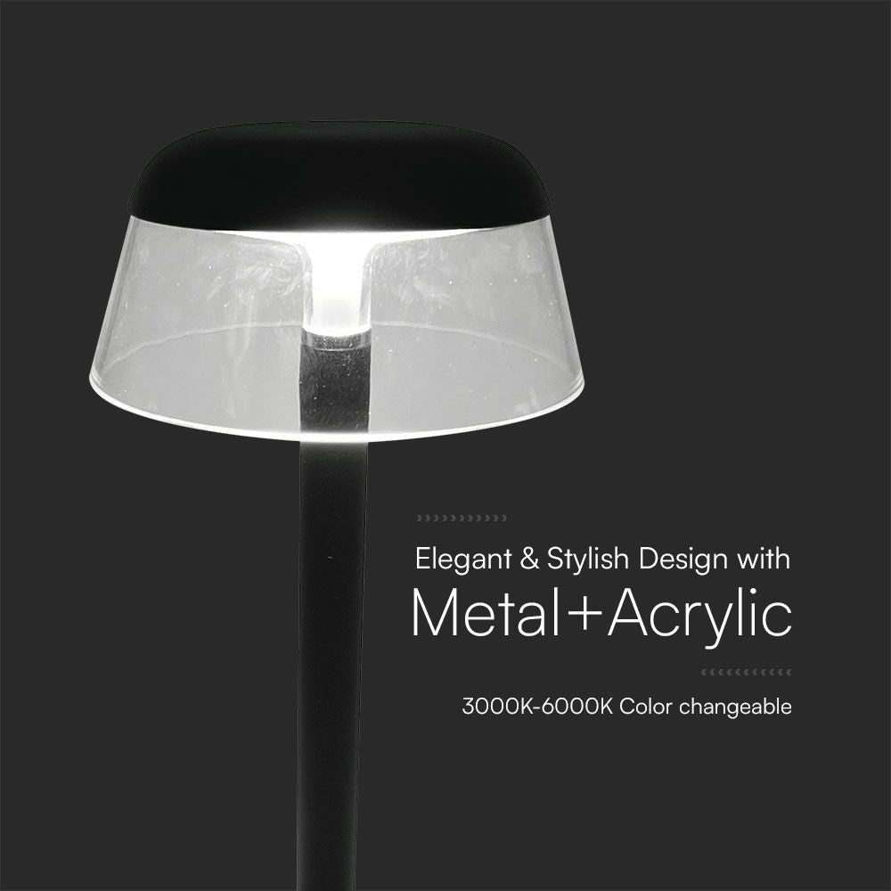 3W Lampka nocna LED zasilana bateryjnie/ Ściemnianie przez dotyk / Bateria 1800mAh / Barwa:3w1 / Obudowa: Czarna