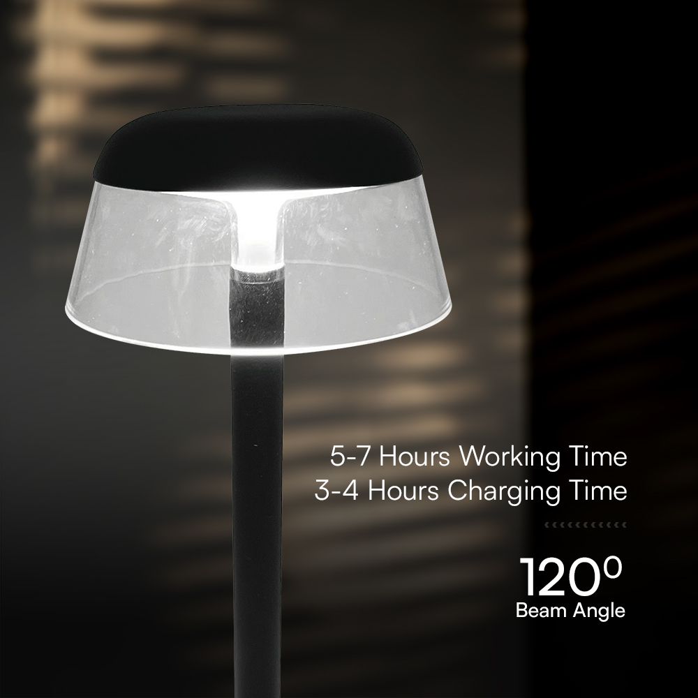 3W Lampka nocna LED zasilana bateryjnie/ Ściemnianie przez dotyk / Bateria 1800mAh / Barwa:3w1 / Obudowa: Czarna