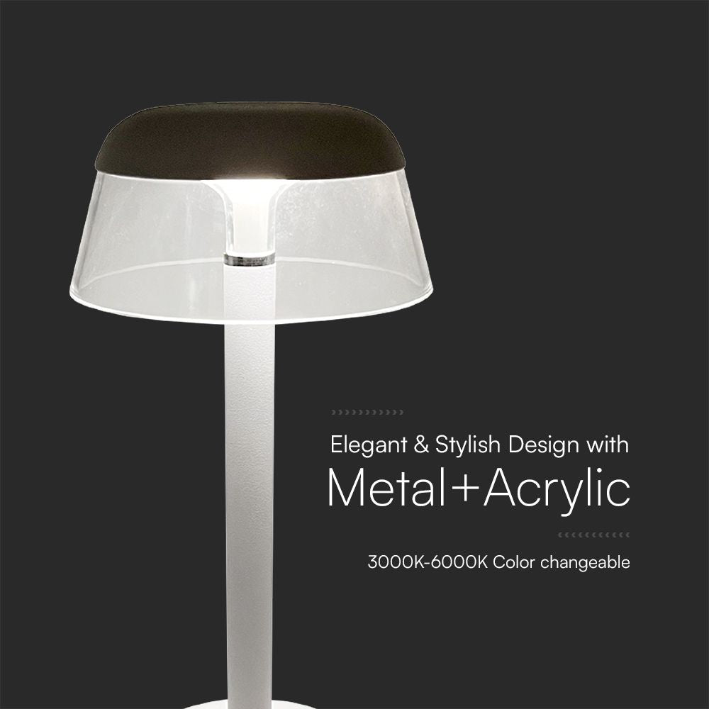 3W Lampka nocna LED zasilana bateryjnie/ Ściemnianie przez dotyk / Bateria 1800mAh / Barwa:3w1 / Obudowa: Biała