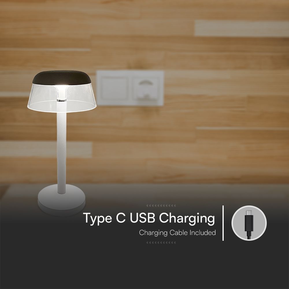 3W Lampka nocna LED zasilana bateryjnie/ Ściemnianie przez dotyk / Bateria 1800mAh / Barwa:3w1 / Obudowa: Biała
