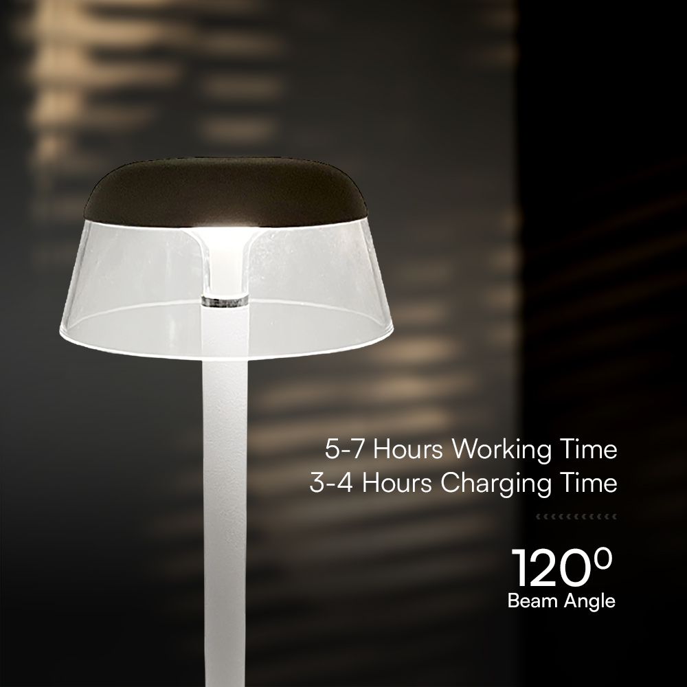 3W Lampka nocna LED zasilana bateryjnie/ Ściemnianie przez dotyk / Bateria 1800mAh / Barwa:3w1 / Obudowa: Biała