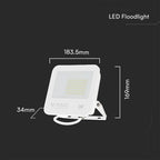 50W Naświetlacz LED / Chip Samsung / Przewód: 1m / Barwa: 4000K / Obudowa: Biała / Skuteczność 80lm/w