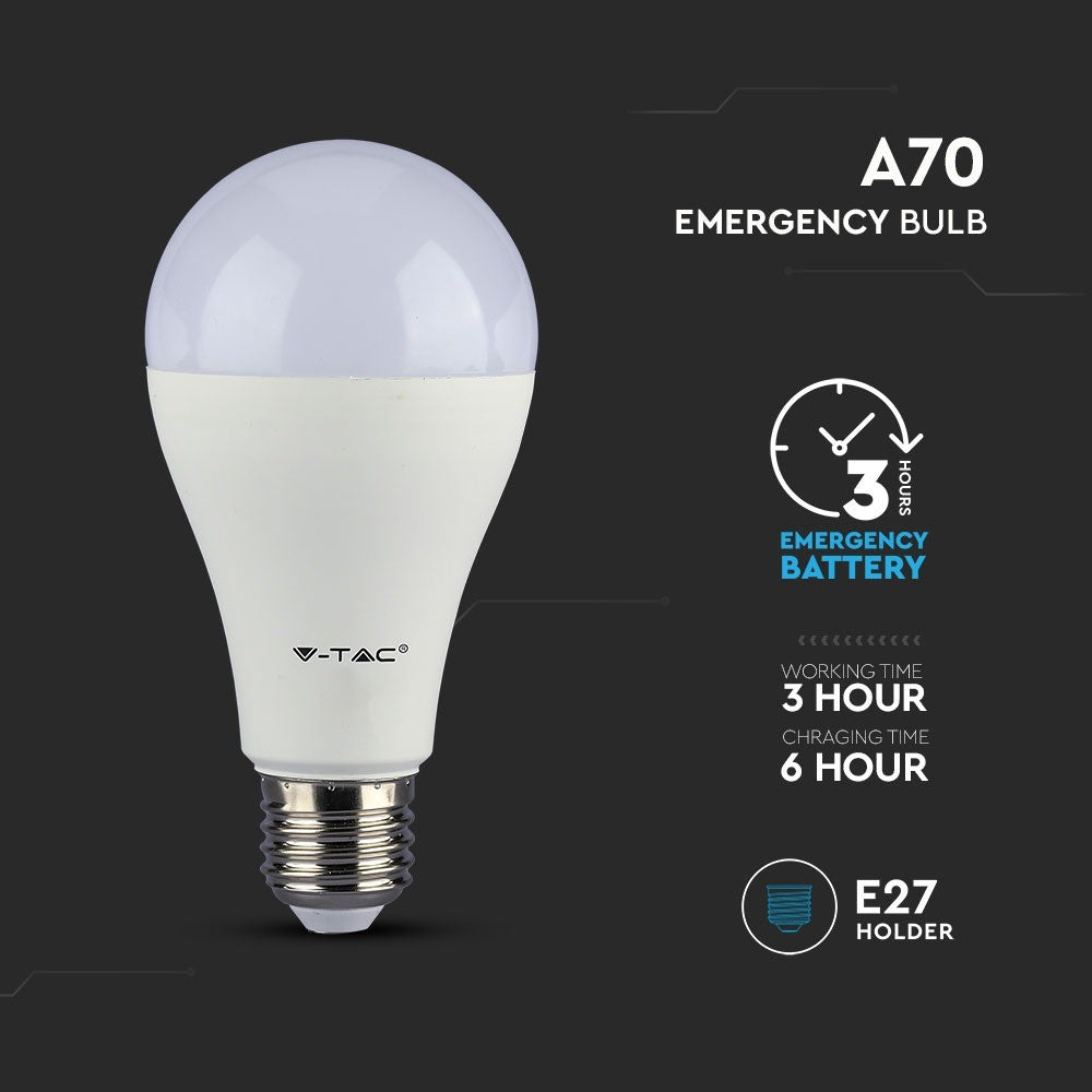 9W A70 Żarówka LED / Chip SAMSUNG / Zasilanie awaryjne(3Godziny) / Barwa:3000K / Trzonek:E27