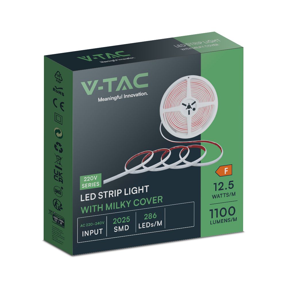 12.5W Taśma LED COB / Barwa:6500K / Zasilanie: 230V / IP65 / Rolka:5m