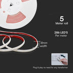 12.5W Taśma LED COB / Barwa:6500K / Zasilanie: 230V / IP65 / Rolka:5m