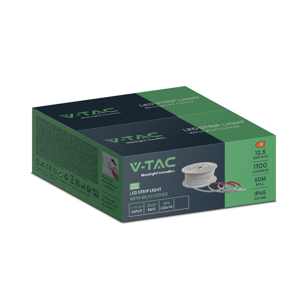 12.5W Taśma LED COB / Barwa:3000K / Zasilanie: 230V / IP65 / Rolka:50m