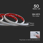 12.5W Taśma LED COB / Barwa:3000K / Zasilanie: 230V / IP65 / Rolka:50m