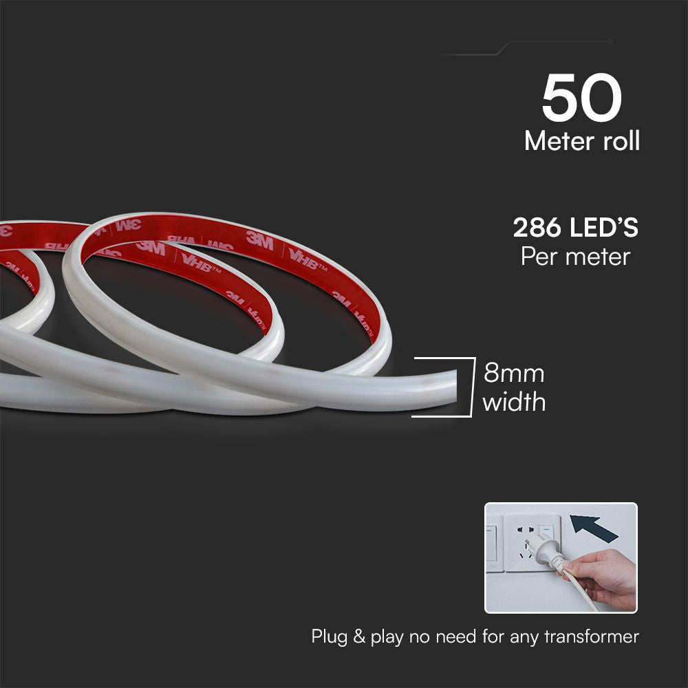 12.5W Taśma LED COB / Barwa:6500K / Zasilanie: 230V / IP65 / Rolka:50m