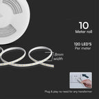 10.5W Taśma LED / Barwa:Niebieski / Zasilanie: 230V / IP65 / Rolka:10m