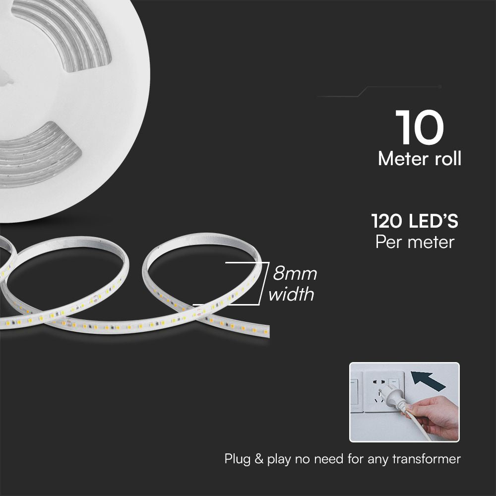 10.5W Taśma LED / Barwa:Zielony / Zasilanie: 230V / IP65 / Rolka:10m