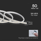 10.5W Taśma LED / Barwa:4000K / Zasilanie: 230V / IP65 / Rolka:50m