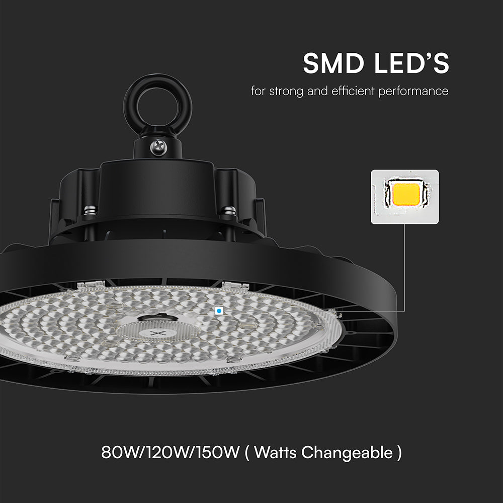 80W/120W/150W Oprawa Highbay LED ( Zasilacz SOSEN ) / Barwa:4000K / Obudowa: Czarna / Skuteczność 210lm/W / Kąt 90' / 5 Lat gwarancji