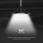 80W/120W/150W Oprawa Highbay LED ( Zasilacz SOSEN ) / Barwa:4000K / Obudowa: Czarna / Skuteczność 210lm/W / Kąt 90' / 5 Lat gwarancji