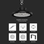 80W/120W/150W Oprawa Highbay LED ( Zasilacz SOSEN ) / Barwa:5000K / Obudowa: Czarna / Skuteczność 210lm/W / Kąt 90' / 5 Lat gwarancji