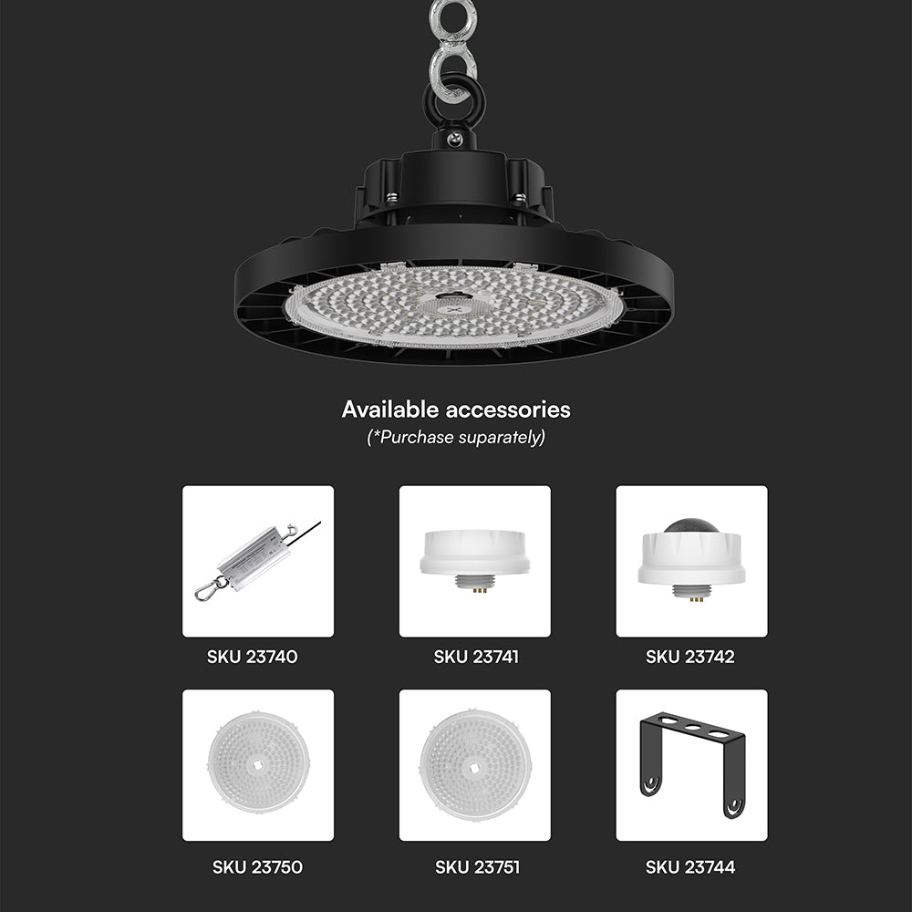 80W/120W/150W Oprawa Highbay LED ( Zasilacz SOSEN ) / Barwa:5000K / Obudowa: Czarna / Skuteczność 210lm/W / Kąt 90' / 5 Lat gwarancji
