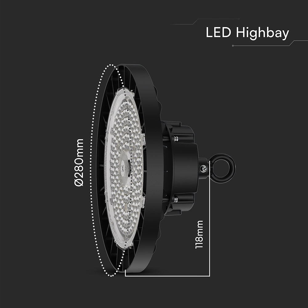 200W Oprawa Highbay LED ( Zasilacz SOSEN ) / Barwa:5000K / Obudowa: Czarna / Skuteczność 210lm/W / Kąt 90' / 5 Lat gwarancji
