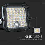 VT-411CCT 10W LED SOLAR FLOODLIGHT WITH PIR SENSOR 4000K+6000K BLACK