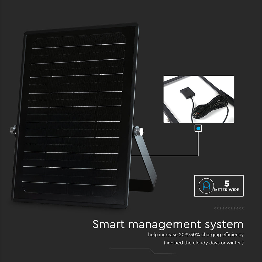 VT-411CCT 10W LED SOLAR FLOODLIGHT WITH PIR SENSOR 4000K+6000K BLACK