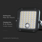 VT-411CCT 10W LED SOLAR FLOODLIGHT WITH PIR SENSOR 4000K+6000K BLACK