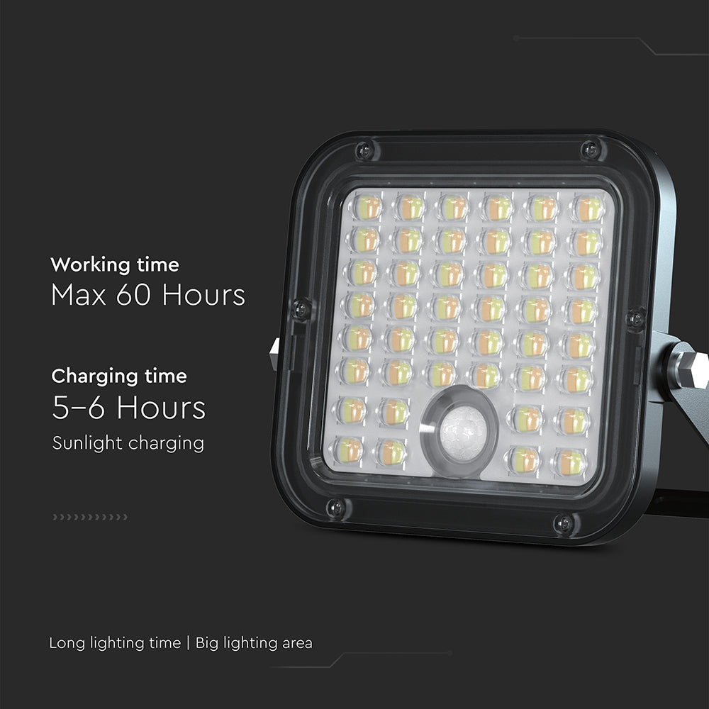 VT-411CCT 10W LED SOLAR FLOODLIGHT WITH PIR SENSOR 4000K+6000K BLACK