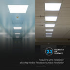 36W Panel LED LUVIO 600x600mm / 2w1 / Barwa:6500K/ Wydajność: 120lm/w / Opakowanie: 10szt. / Kąt 110' / 2 Lat gwarancji / Obudowa: Biała
