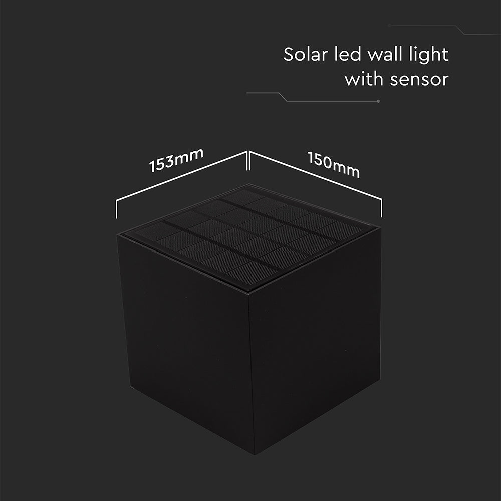 9W Solarna Lampa Ścienna z czujnikiem ruchu / Barwa: 3w1 / Obudowa: Czarna / IP65