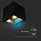 9W Solarna Lampa Ścienna z czujnikiem ruchu / Barwa: 3w1 / Obudowa: Czarna / IP65