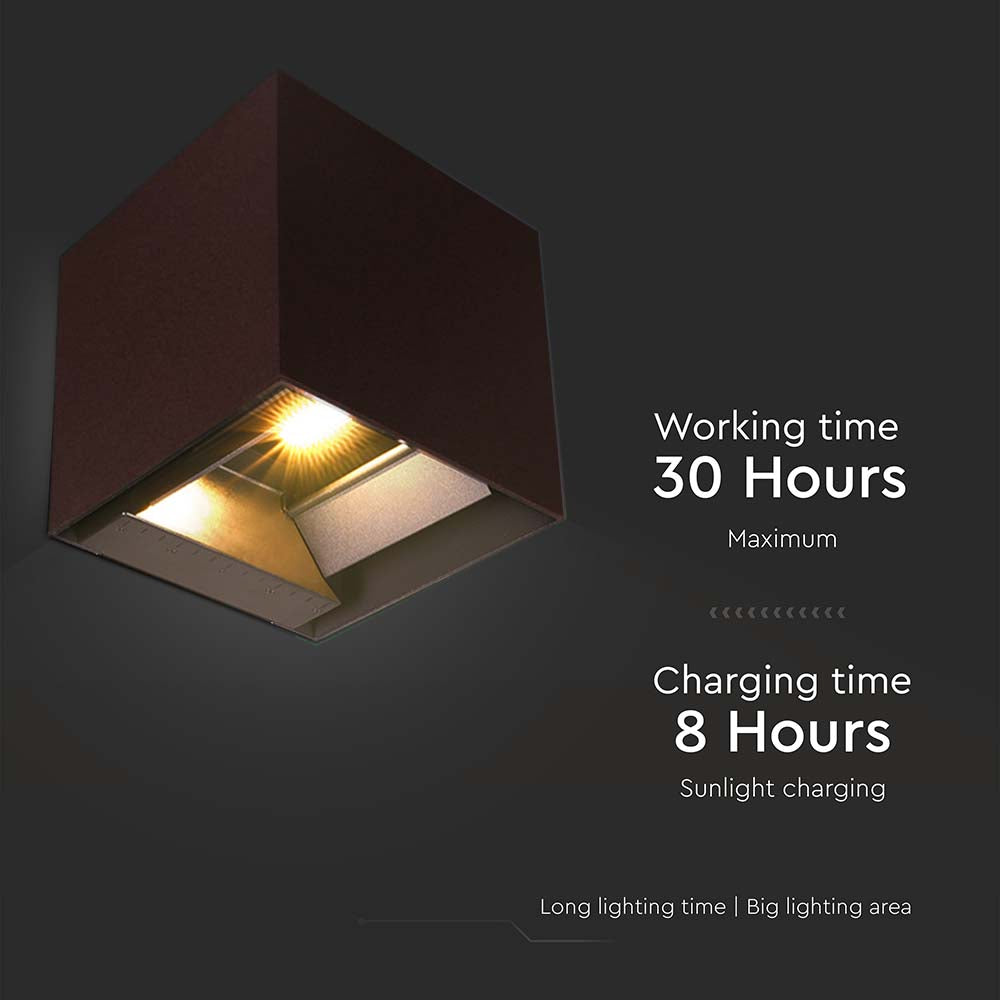 9W Solarna Lampa Ścienna z czujnikiem ruchu / Barwa: 3w1 / Obudowa: Brązowy / IP65
