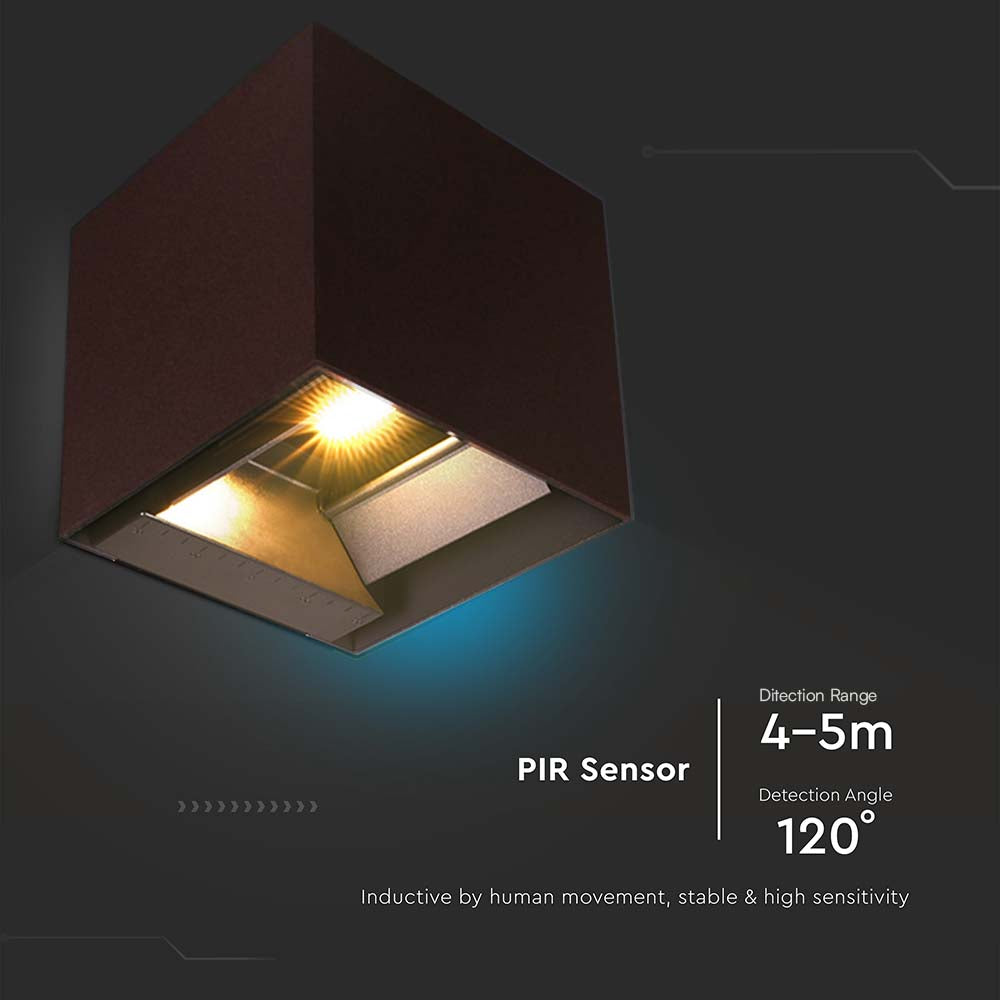 9W Solarna Lampa Ścienna z czujnikiem ruchu / Barwa: 3w1 / Obudowa: Brązowy / IP65