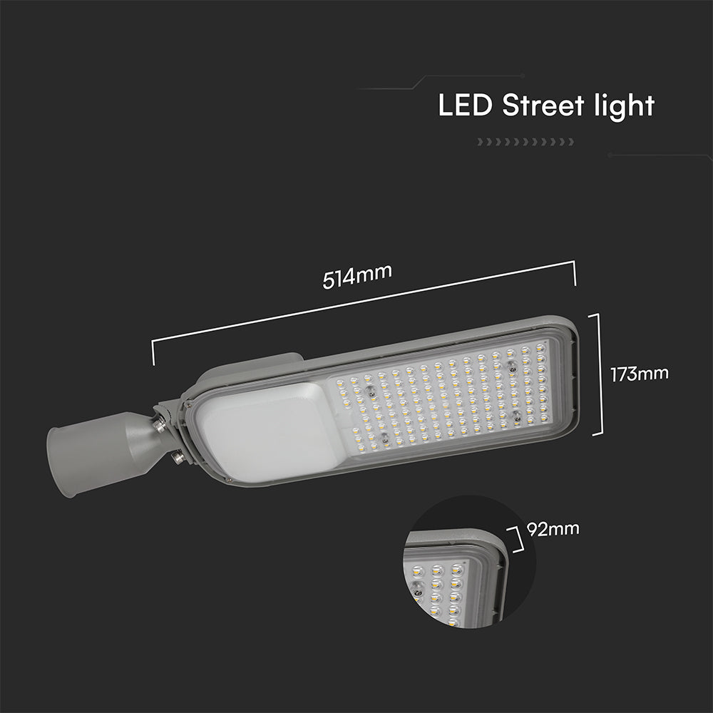 100W Lampa uliczna z regulowanym uchwytem VIRANO / Barwa:6400K / Wydajność: 135lm/w / Obudowa: Szara