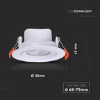 7W Oprawa wpuszczana reflektor LED / Barwa:3w1 / Obudowa: Biała