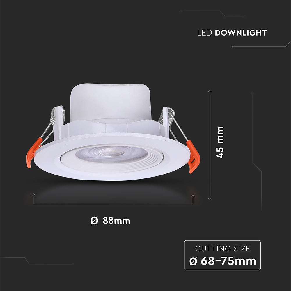 7W Oprawa wpuszczana reflektor LED / Barwa:3w1 / Obudowa: Biała