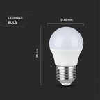 6.5W G45 Żarówka LED / Barwa:3000K / Trzonek:E27